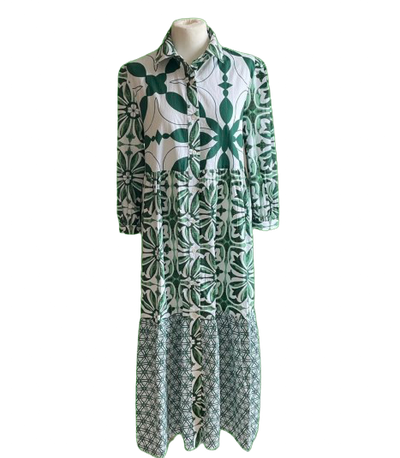 Erfurt - Long Patchwork Dress Green