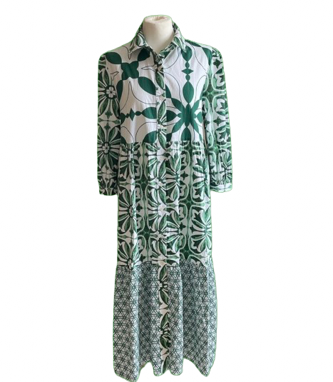 Erfurt - Long Patchwork Dress Green