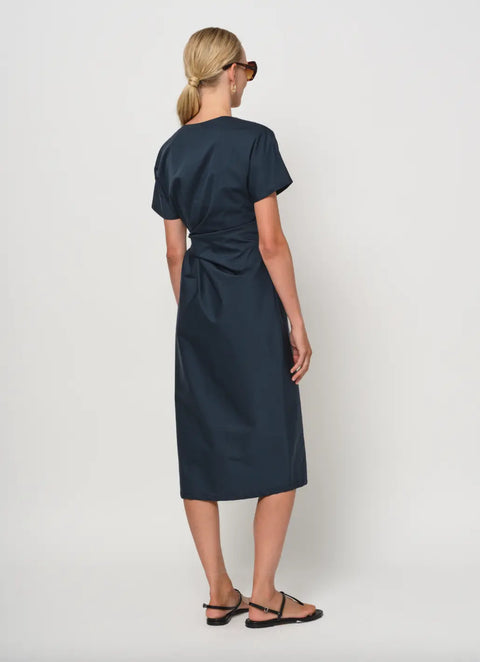 LaSalle - Amanda Cap Sleeve Tie Dress Dark Blue - UNNA S