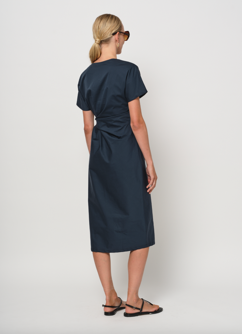 LaSalle - Amanda Cap Sleeve Tie Dress Dark Blue