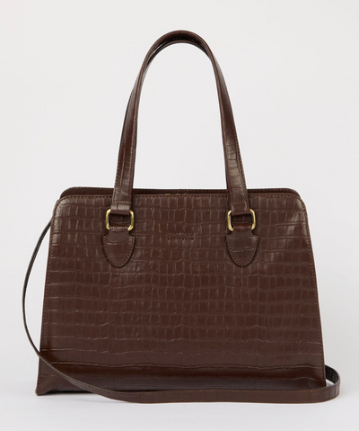 O My Bag Amsterdam - Blair Croco Print Leather Chocolate
