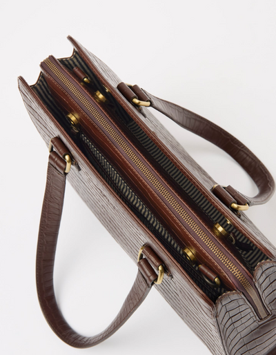 O My Bag Amsterdam - Blair Croco Print Leather Chocolate