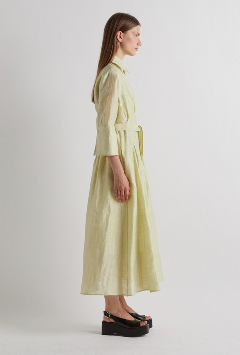 MeiMeij - Alessia Linen A-Line Dress Lime UnnaS