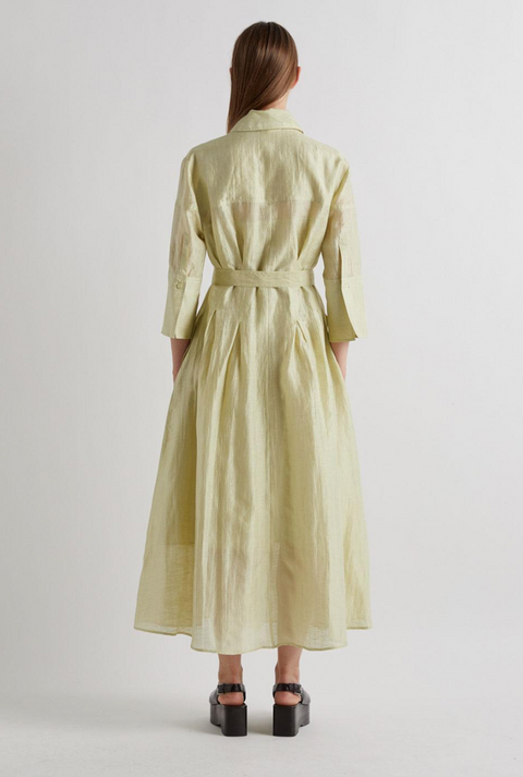 MeiMeij - Alessia Linen A-Line Dress Lime UnnaS