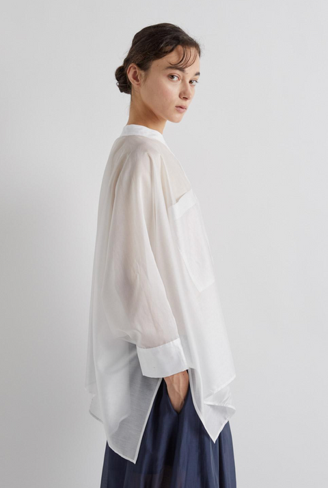 MeiMeij - Giulia Asymmetric Hem Shirt White UnnaS