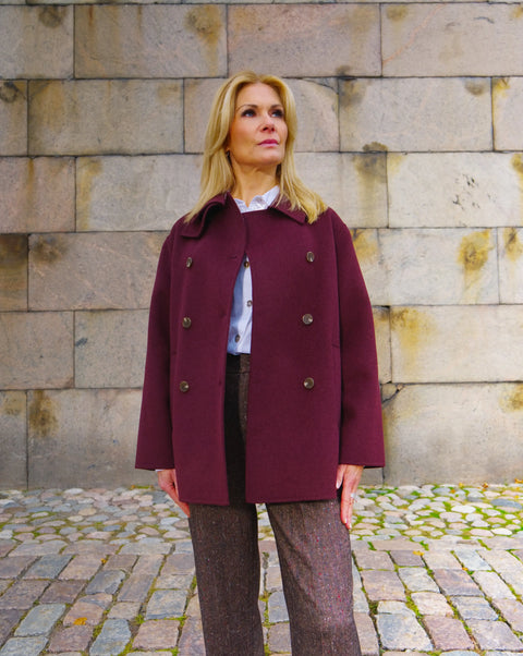 Yerse - Short Wool Coat Burgundy
