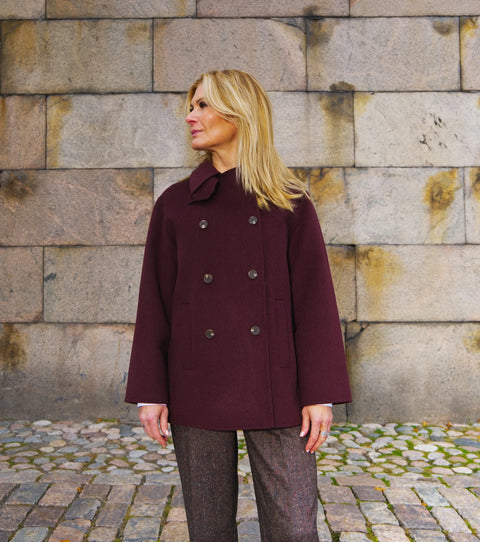 Yerse - Short Wool Coat Burgundy