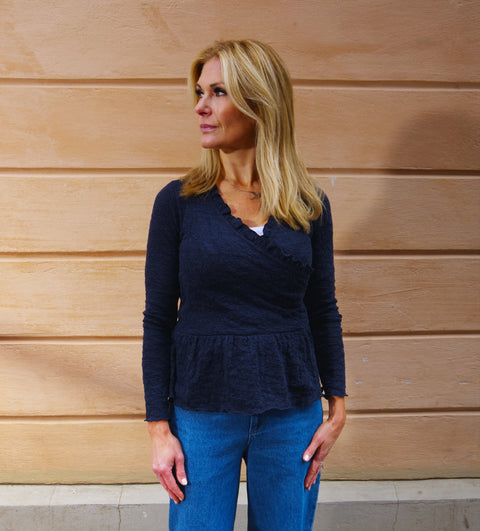 By Basics - Long Sleeve Merino Knit Navy