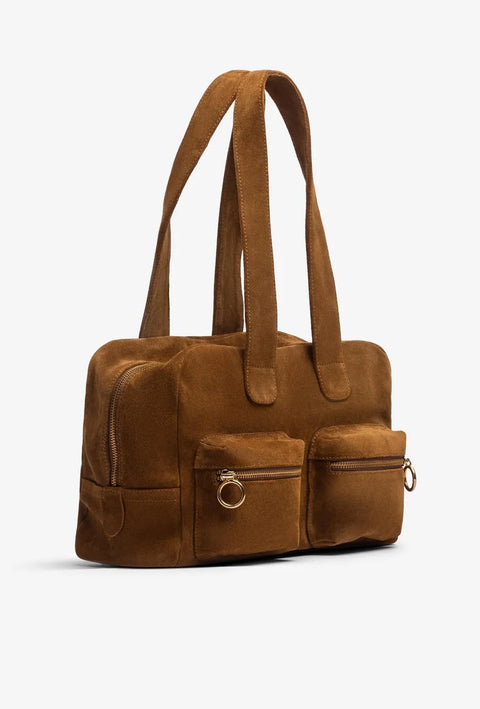 Unisa - Fotini Split Leather Bowling Bag Brown