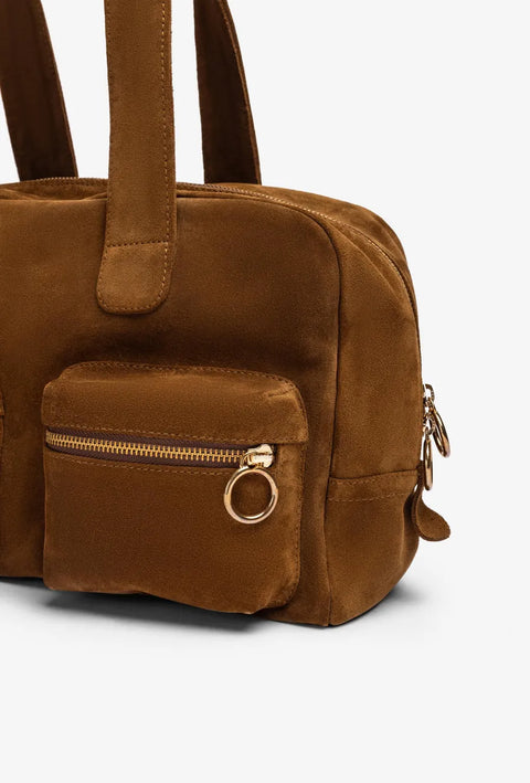 Unisa - Fotini Split Leather Bowling Bag Brown