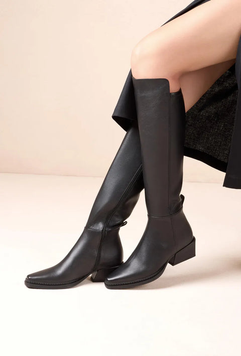 Unisa - Ponted Toe Knee High Boot Black
