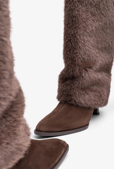 Unisa - Hailey Suede Fur Boot Brown