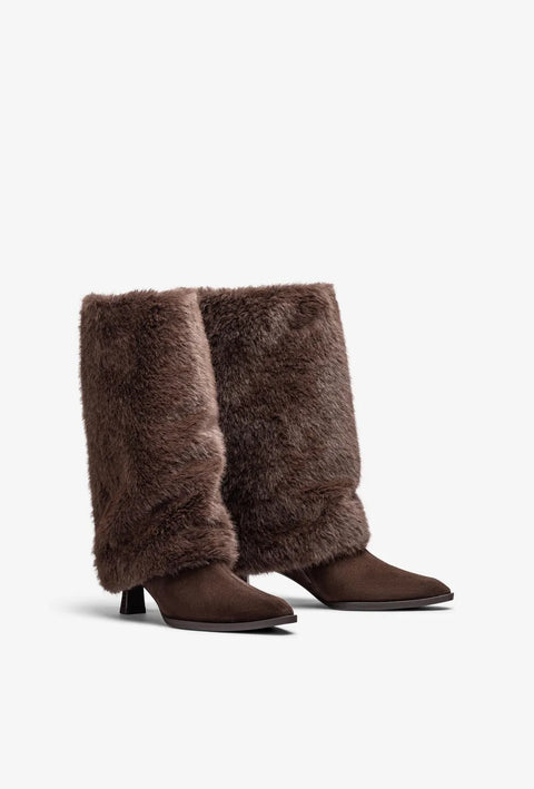 Unisa - Hailey Suede Fur Boot Brown