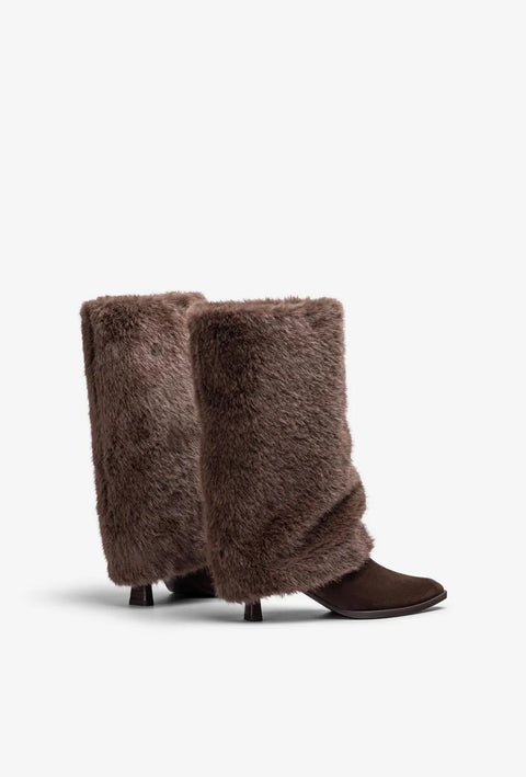 Unisa - Hailey Suede Fur Boot Brown