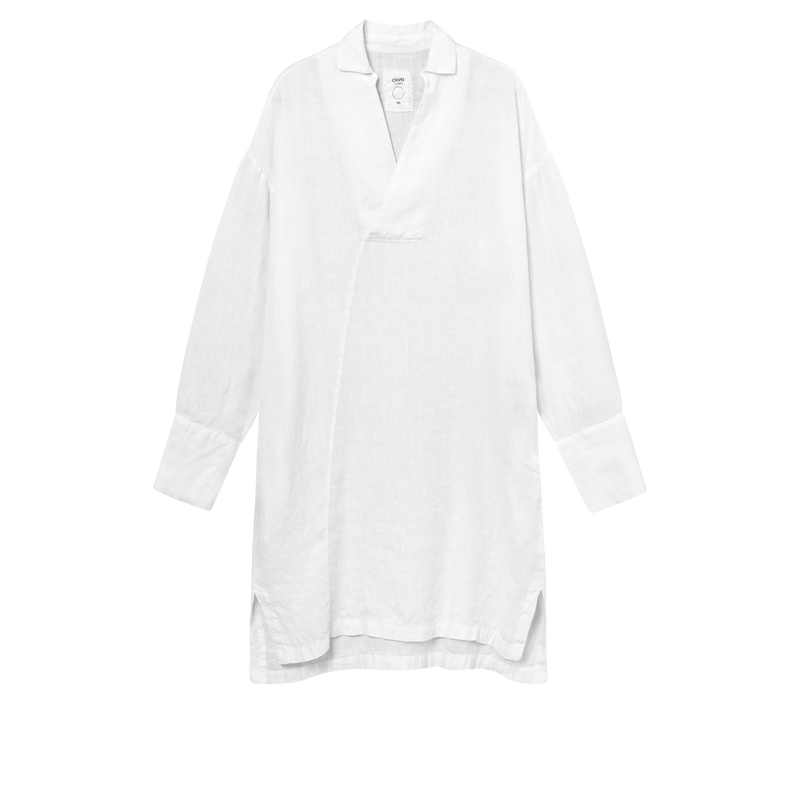 By Basics - Linen Shirt Dress White