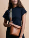 O My Bag - Checkered Webbing Strap Cognac Leather - UNNA S