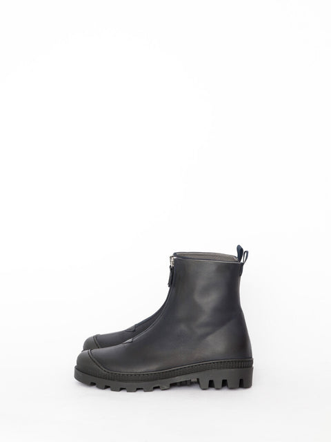 Lofina - Gasoline Front Zipper Ankle Boot Black