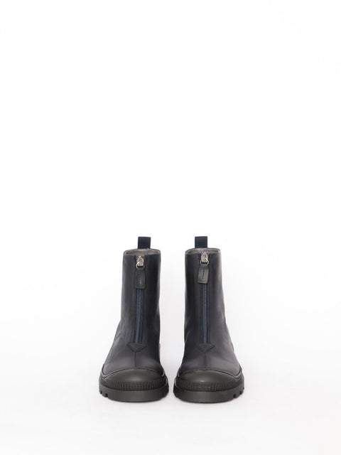 Lofina - Gasoline Front Zipper Ankle Boot Black