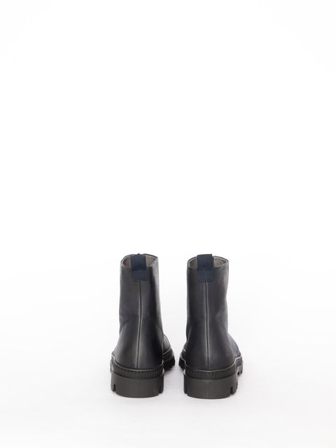 Lofina - Gasoline Front Zipper Ankle Boot Black