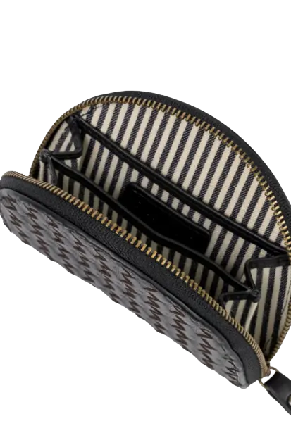 Laura Coin Purse - Black Woven Classic Leather - UNNA S