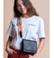 O My Bag - Orange & Red Webbing Strap Black Leather - UNNA S