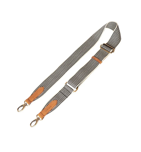 O My Bag - Checkered Webbing Strap Cognac Leather - UNNA S