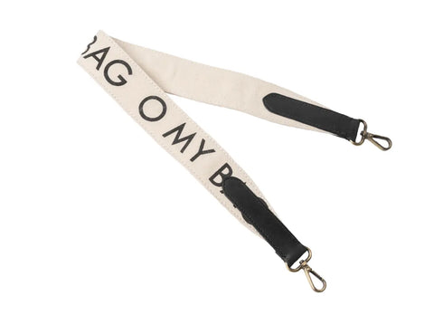 O My Bag - Canvas Logo Strap Short Black Leather - UNNA S